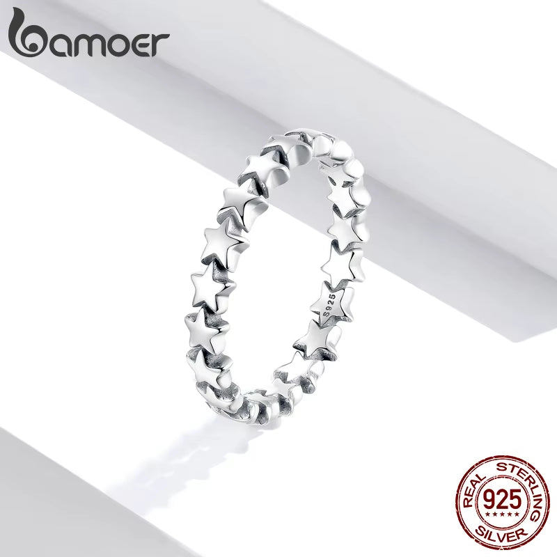 HOT SALE Genuine Silver 925 Star Ring for Women Wedding 100% 925 Sterling Silver Stackable Finger Ring Jewelry PA7151