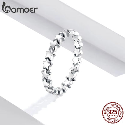 HOT SALE Genuine Silver 925 Star Ring for Women Wedding 100% 925 Sterling Silver Stackable Finger Ring Jewelry PA7151