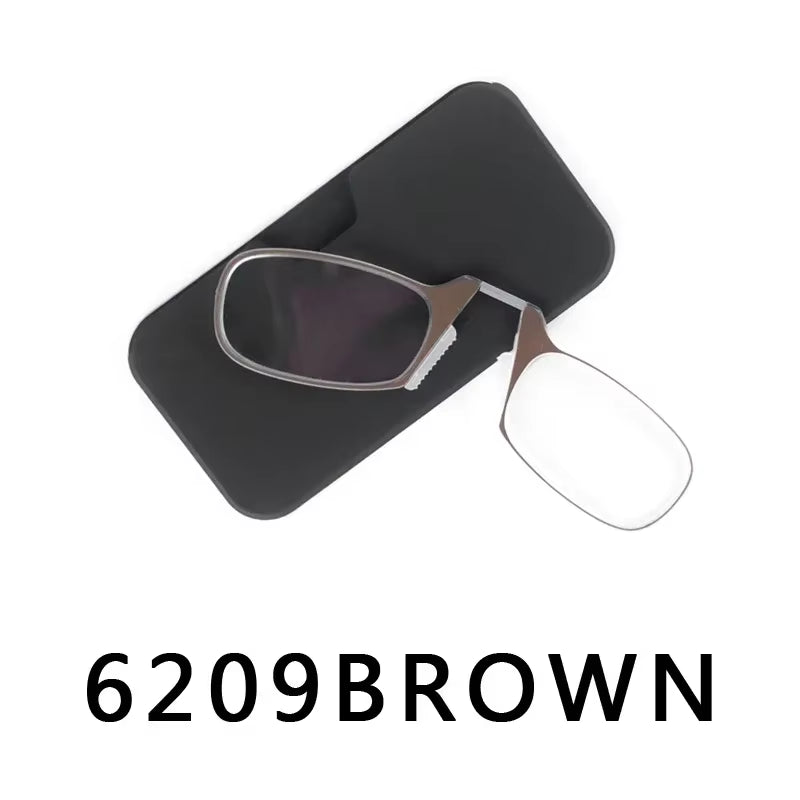 Nose Clip Reading Glasses Man High Quality Men Portable Foam Nose Glasses for Seniors Transparent Eyeglasses with Case