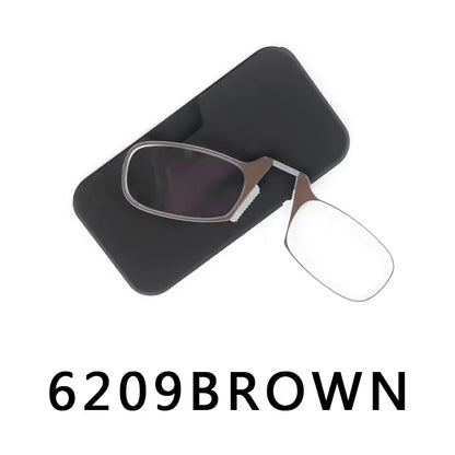 Nose Clip Reading Glasses Man High Quality Men Portable Foam Nose Glasses for Seniors Transparent Eyeglasses with Case