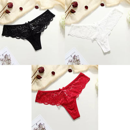 3Pcs Sexy Underwear Woman Thongs Panties Lace G-String T-Back Female Underwear Sexy Lace Thongs Underpants Panties for Woman