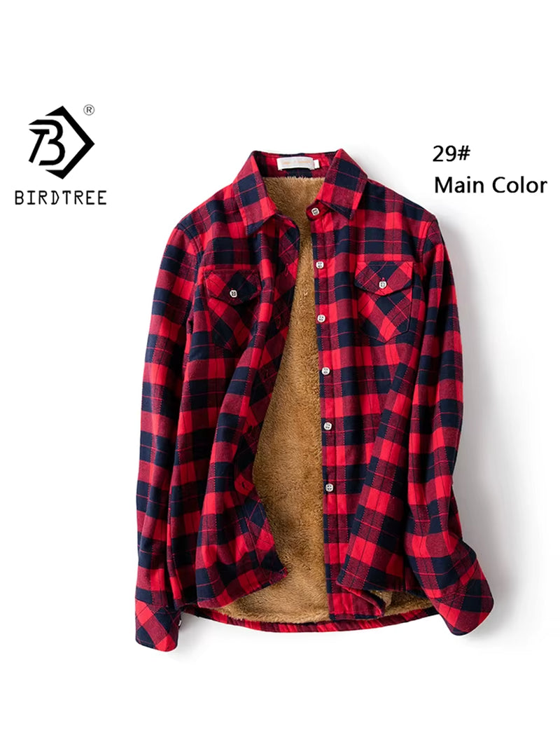 Velvet Thick Warm Women'S Plaid Shirt Female Long Sleeve Tops M-5XL Winter Fleece Casual Check Blouse Autumn Clothes T77710A