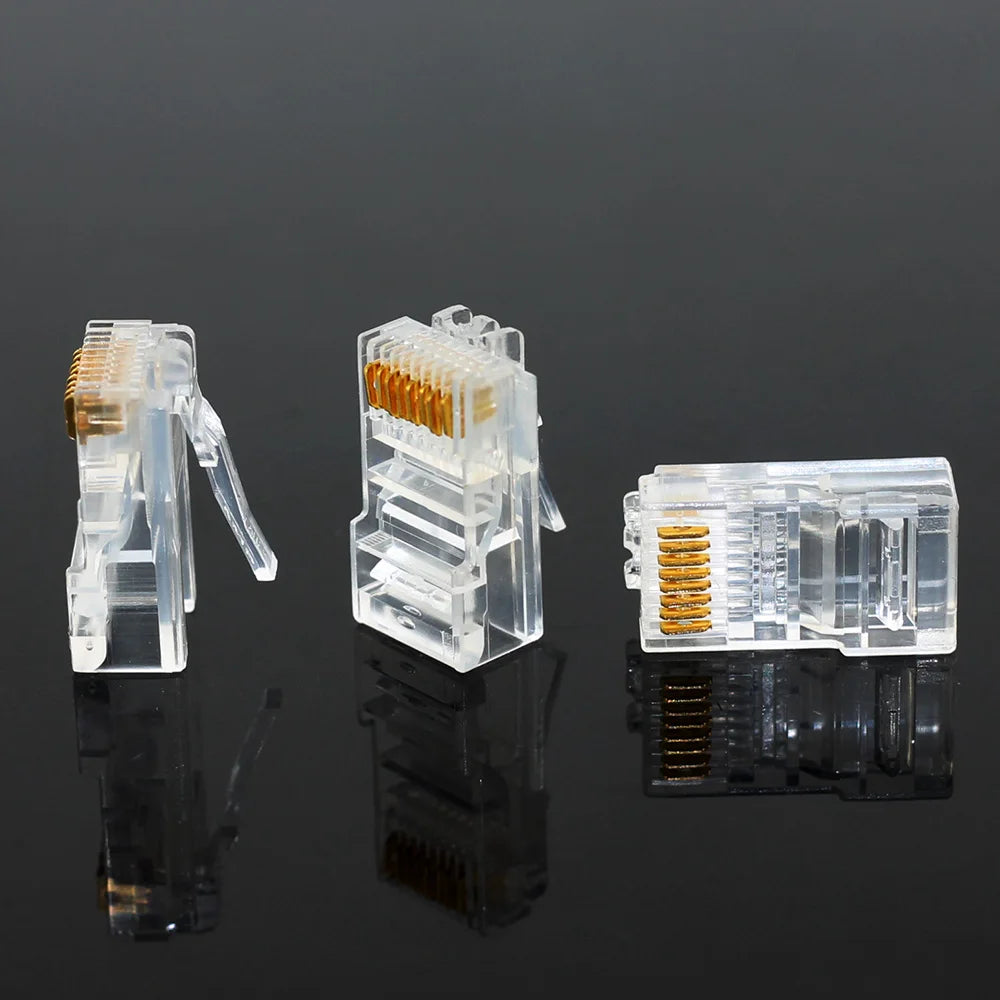 20/50/100PCS RJ45 Ethernet Cables Module Plug Network Connector RJ-45 Crystal Heads Cat5 Cat5E Gold Plated Network Cable