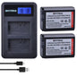 2000Mah NP-FW50 NP FW50 Camera Battery + LCD USB Dual Charger for Sony Alpha A6500 A6300 A6000 A5000 A3000 NEX-3 A7R Zv-E1