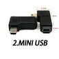 90 Degree Left & Right Angled Mini USB 5Pin Female to Micro USB Male Data Sync Adapter Plug Micro USB to Mini USB Connector