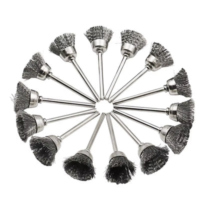 45Pcs Mini Rotary Stainless Steel Wire Wheel Wire Brush Small Wire Brushes Set Accessories for Dremel Mini Drill Rotary Tools