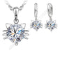 New Arrivals Romantic 925 Sterling Silver Cubic Zircon Cute Pretty Cat Necklace Hoop Earrings Jewelry Sets