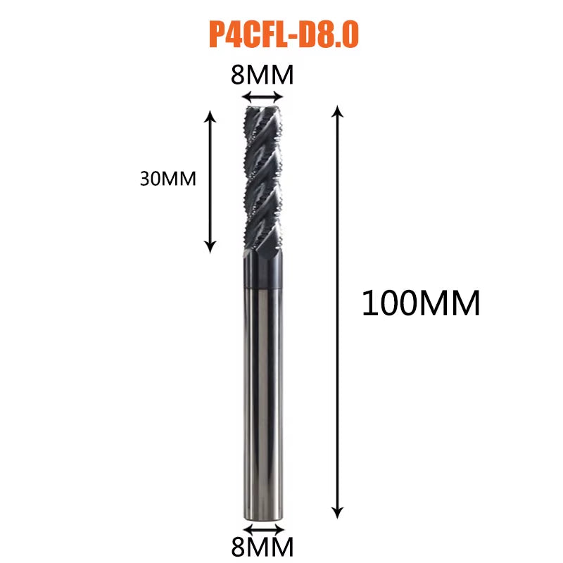 Solid Carbide Roughing End Mill 4 Flute CNC Milling Cutter Bits Router Bit for 50 Hrc Metal Roughing Machining 6Mm to 20Mm