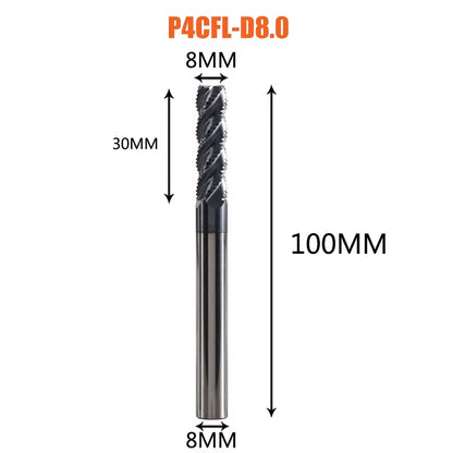 Solid Carbide Roughing End Mill 4 Flute CNC Milling Cutter Bits Router Bit for 50 Hrc Metal Roughing Machining 6Mm to 20Mm