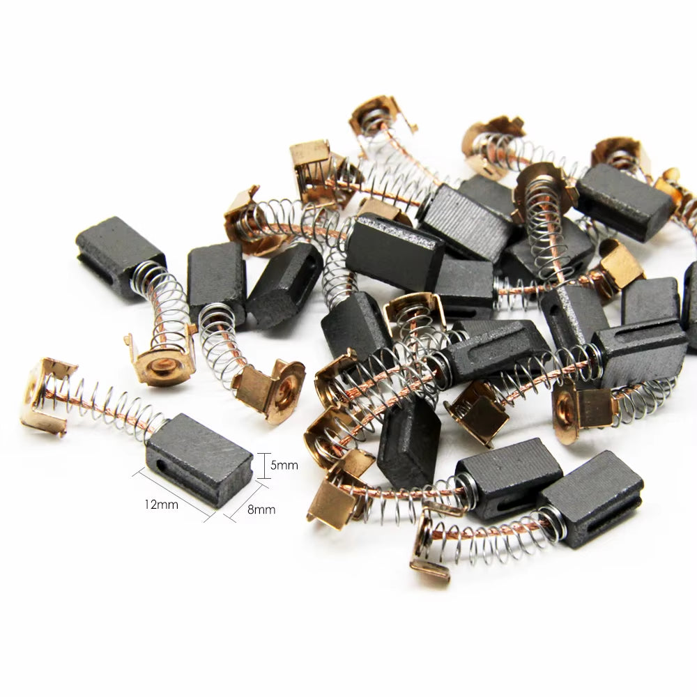 10 Pairs Carbon Brushes 5 X 8 X 12Mm for Black Decker Angle Grinder G720 Power Tools Electric Motors Spare Parts Replacement