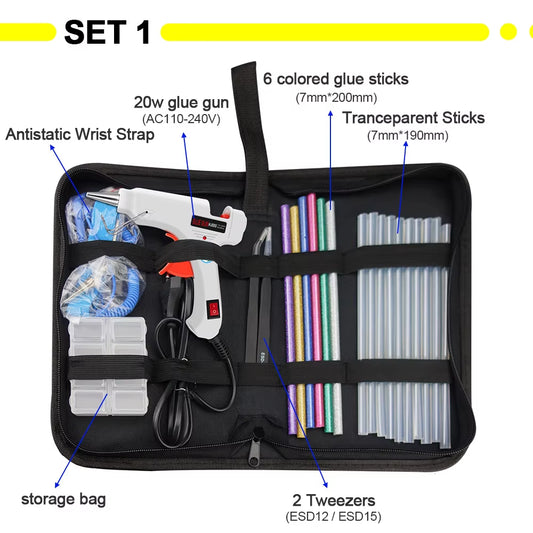 Free Shipping 6 in 1 Glue Gun Set Electric Heat Hot Melt Crafts Repair Tool Professional DIY 110-240V 20W with Sticks Gift