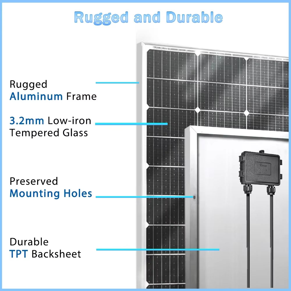 Solar Panel 100W 120W140W 160W 18V Rigid Solar Panel 25 Year Photovoltaic Monocrystalline Cell 12V Battery Charge