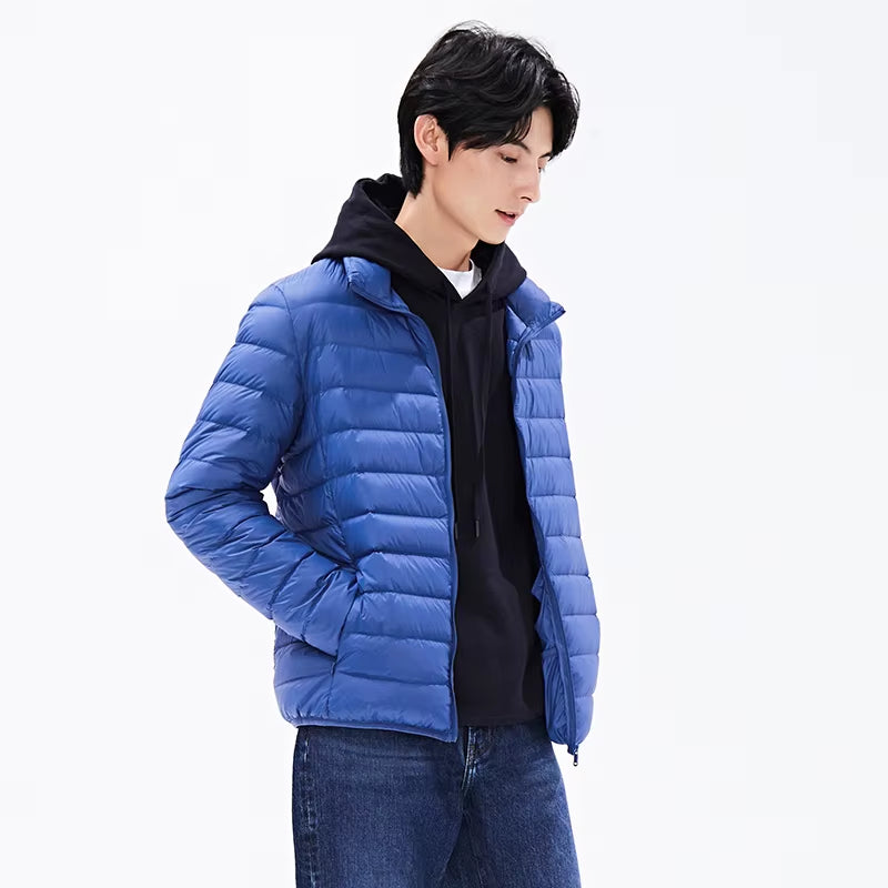 New Autumn Winter Man 90% Duck down Jacket Ultra Light Thin S-3XL Spring Jackets Men Stand Collar Outerwear Coat