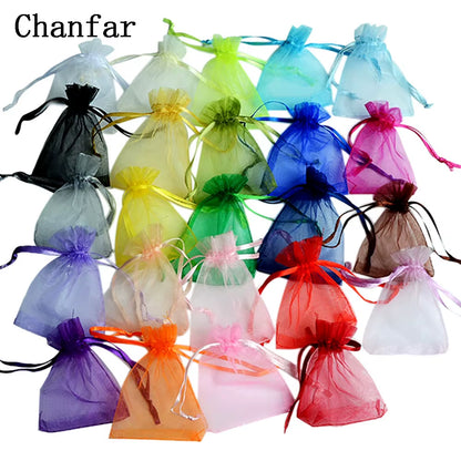 50Pcs/Lot 24 Colors Jewelry Bag Organza Gift Bags for Jewelry Packaging Bags Wedding Gift Storage Drawstring Pouches Wholesale