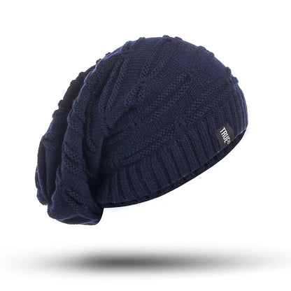 New True Letter Winter Hat Long Size Knitted Cap High Quality Casual Beanies for Men & Women Solid Bonnet Cap