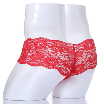 Lace Sexy Underwear Men Boxers Hombre Man Sissy Transparent Ultra Thin Panties Penis Pouch Boxer Shorts Underpants Cueca