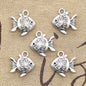 20Pcs Charms Double Sided Fish Goldfish 14X15Mm Antique Silver Color Pendants Making DIY Handmade Tibetan Silver Color Jewelry