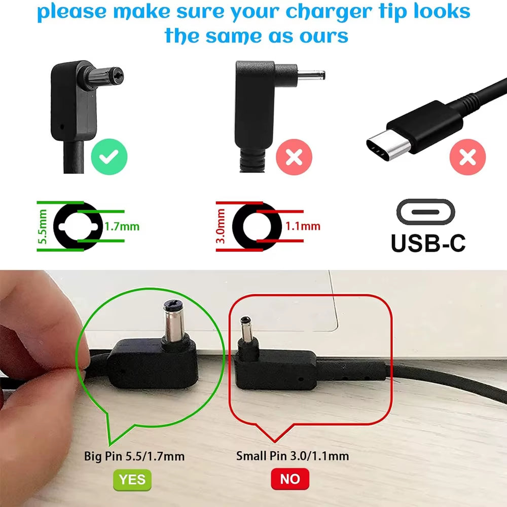 19V 3.42A Power Supply Adapter for Acer Aspire 5 E15 V5 V7 V3 R3 R7 S3 E1 M5 Series,Acer LCD Monitor S202HL S230HL S231HL S232HL