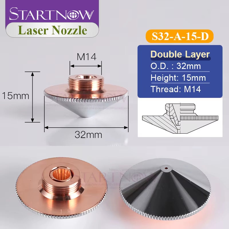 OEM Fiber Cutting Nozzle Laser for Raytools Laser Welding Cutter Head Holder D32Mm Double Layer Chrome Plated