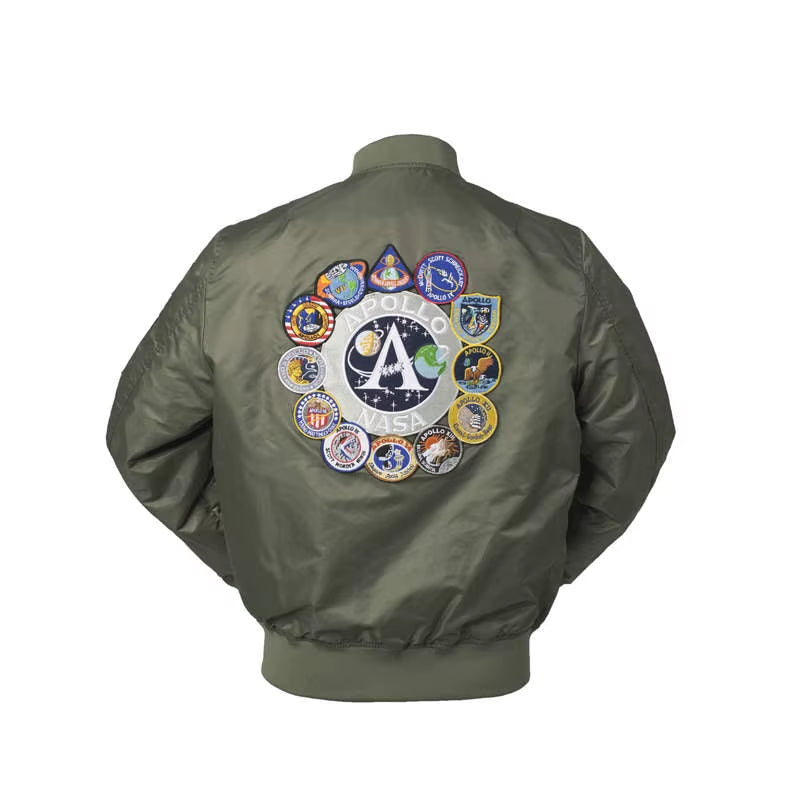 2025 New Autumn Apollo Thin 100Th SPACE SHUTTLE MISSION Thin MA1 Bomber Hiphop US Air Force Pilot Flight College Jacket for Men