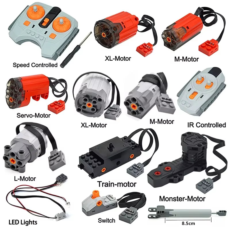Technical Motor Power Functions Parts IR Speed APP Remote Control Battery Box Servo Light Receiver PF Car Building Blocks Bricks