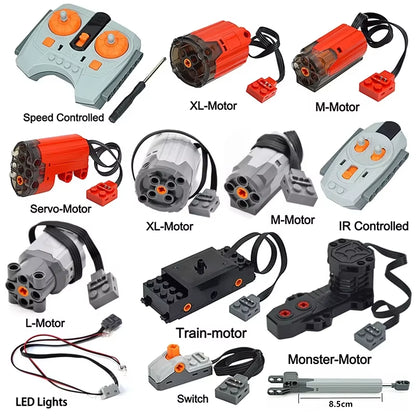 Technical Motor Power Functions Parts IR Speed APP Remote Control Battery Box Servo Light Receiver PF Car Building Blocks Bricks