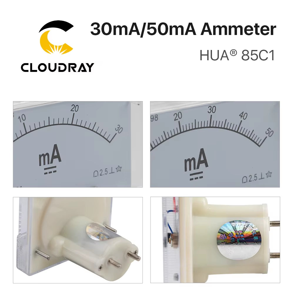 30Ma 50Ma Ammeter HUA 85C1 DC 0-30Ma 0-50Ma Analog Amp Panel Meter Current for CO2 Laser Engraving Cutting Machine