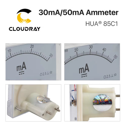 30Ma 50Ma Ammeter HUA 85C1 DC 0-30Ma 0-50Ma Analog Amp Panel Meter Current for CO2 Laser Engraving Cutting Machine