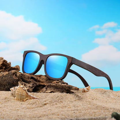 Natural Bamboo Wooden Sunglasses Handmade Polarized Glasses Mirror Coating Lenses Eyewear with Gift Box