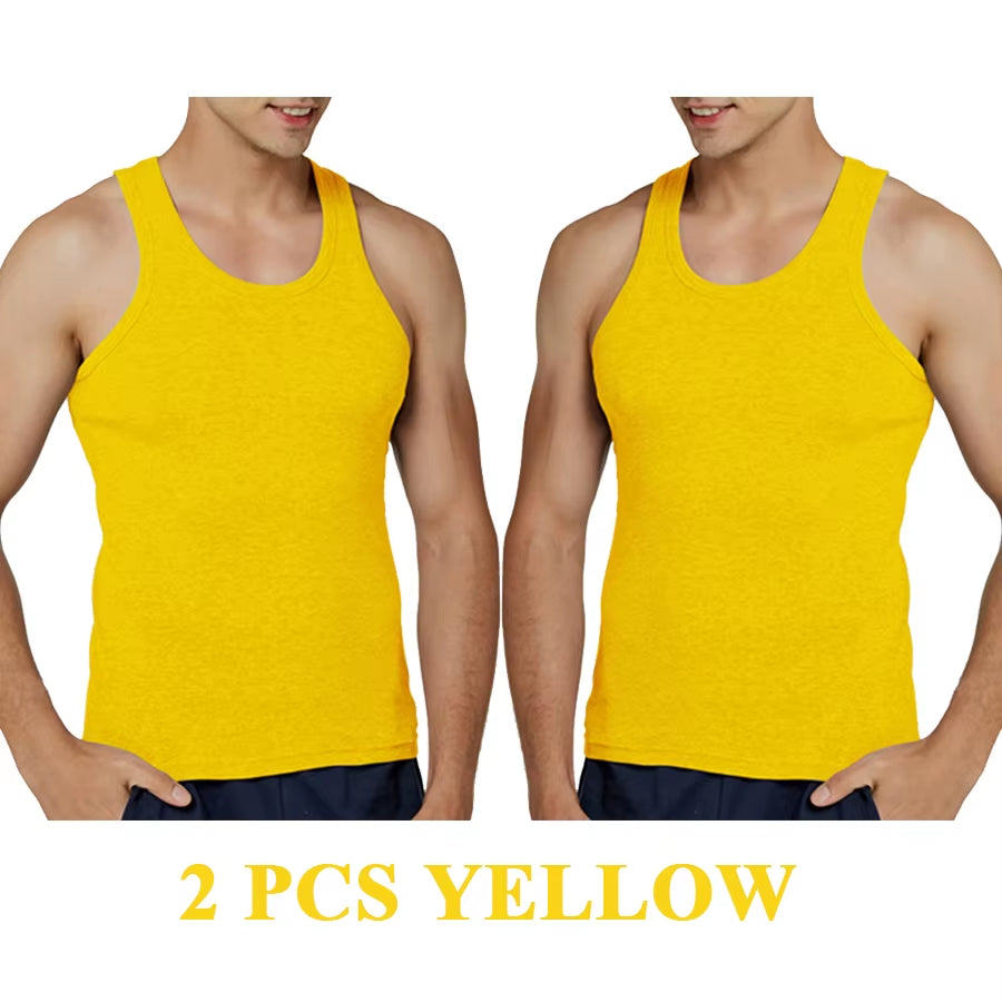 Tank Tops Men 100% Cotton Solid Vest Male Breathable Sleeveless Tops Slim Casual Gym Running Comfortable Undershirt Mens Gift