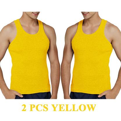 Tank Tops Men 100% Cotton Solid Vest Male Breathable Sleeveless Tops Slim Casual Gym Running Comfortable Undershirt Mens Gift