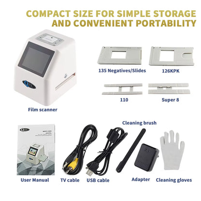 QPIX 22 MP 35Mm Portable Film Scanners 135 110 126KPK Super 8 Negative Slide Holder Photo Scanner Film Digital Converter