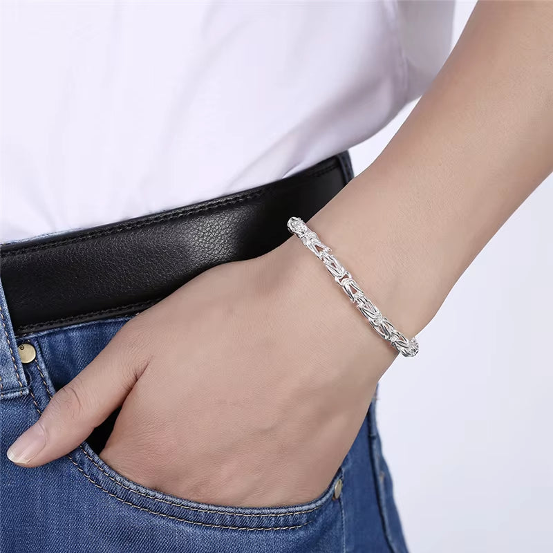 925 Sterling Silver/18K Gold Lobster Clasp Bracelet for Woman Man Fashion Wedding Engagement Jewelry