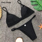 9 Colors Solid Bikini Set 2025 Sexy Push up Swimwear Women Brazilian Swimsuit Low Waist Biquini Halter Two Pieces Bathing Suit