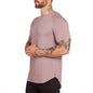 Brand Gym Clothing Fitness T Shirt Men Fashion Extend Hip Hop Summer Short Sleeve T-Shirt Cotton Bodybuilding Muscle Tshirt Man