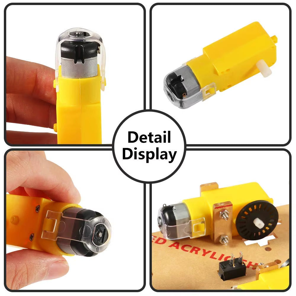 DC Electric Motor with TT Motor Tire Wheel 3-6V Dual Shaft Gear Motor TT Magnetic Gearbox Engine for Arduino Smart Car