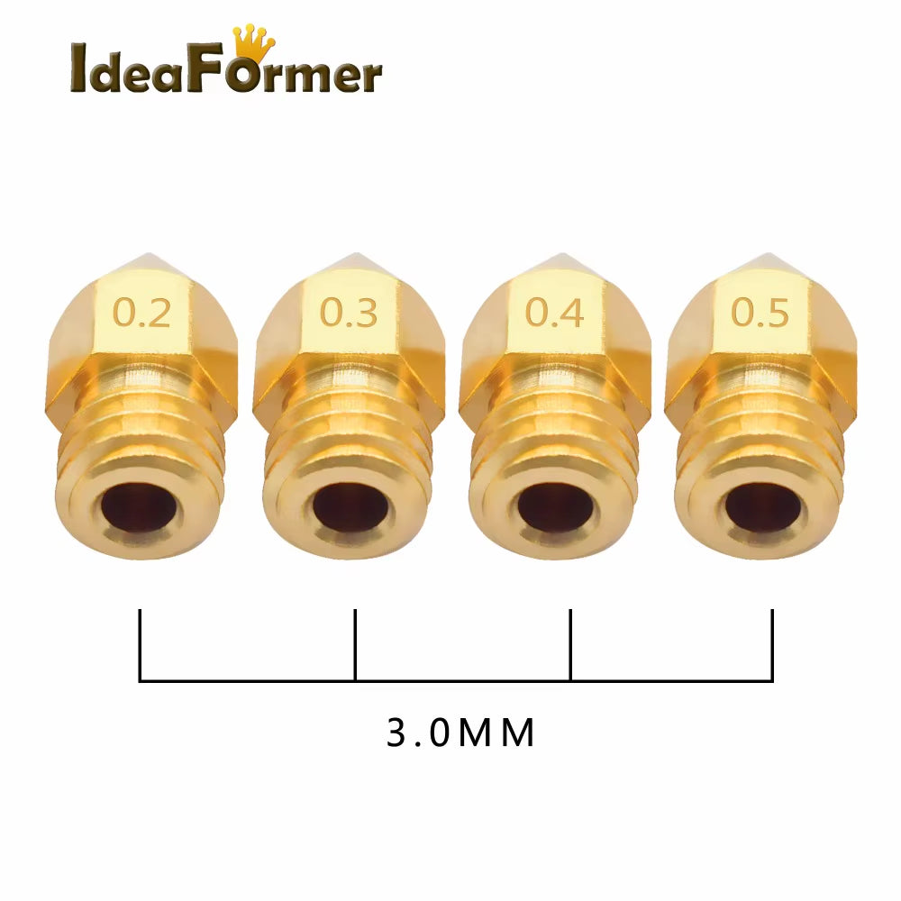 5/10Pcs MK8 Brass Nozzle 1.75/3.0Mm Filament Extruder Print Head Nozzle 0.2/0.3/0.4/0.5Mm for CR10 CR10S Ender3 3D Printer Parts