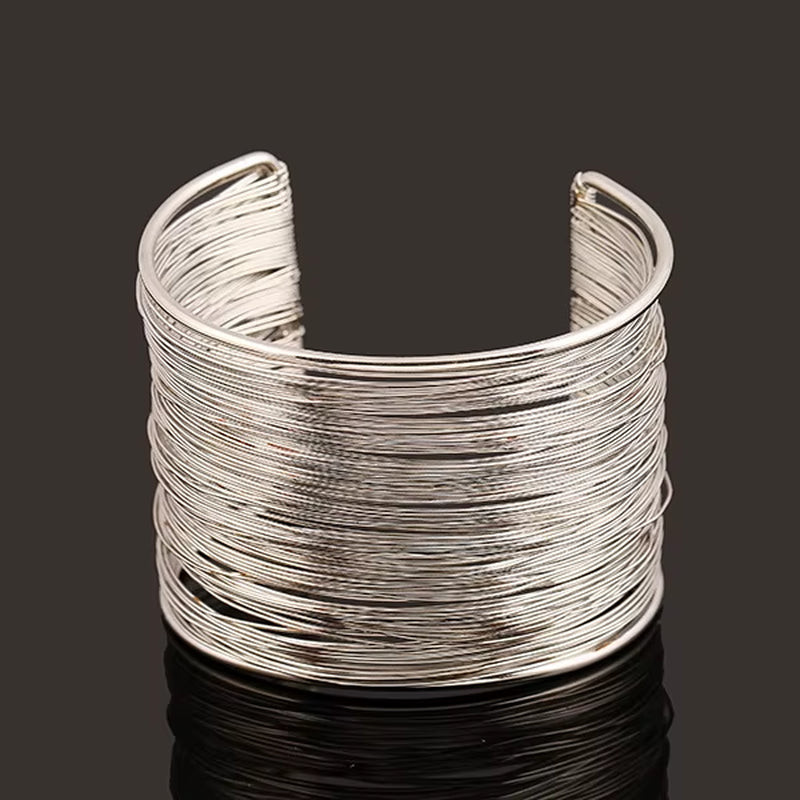 Bijoux Gypsy Fashion Gold Silver Plated Punk Hip Hop Cuff Wide Men Bangles Arm Bracelet for Women Bracelets & Bangles