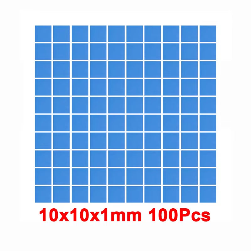 100 Pcs Blue 10Mm*10Mm GPU CPU Heatsink Cooling Conductivity 6.0 W Silicone Pad Processor Accessories Thermal Pad