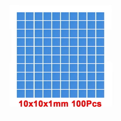 100 Pcs Blue 10Mm*10Mm GPU CPU Heatsink Cooling Conductivity 6.0 W Silicone Pad Processor Accessories Thermal Pad