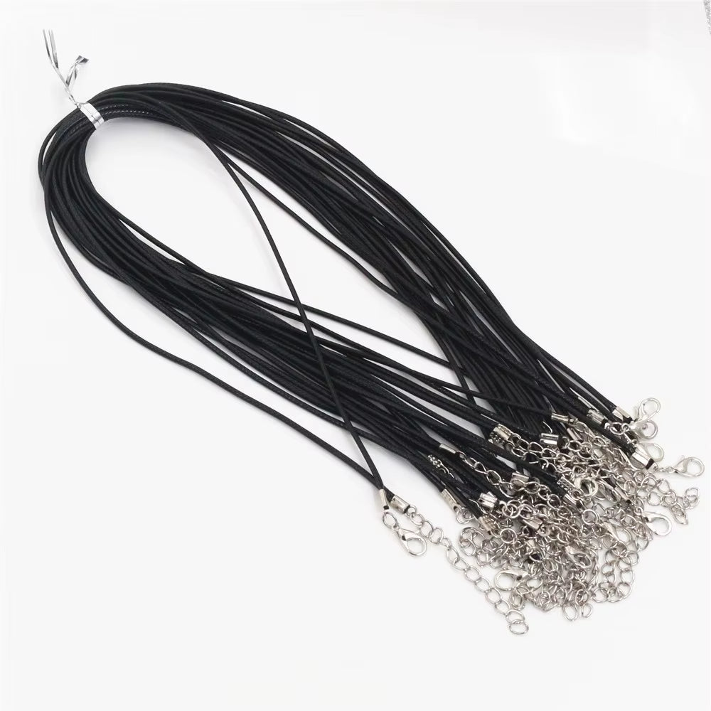 Handmade Leather 20Pcs/Lot Adjustable Braided Rope Necklaces & Pendant Charms Findings Lobster Clasp String Cord