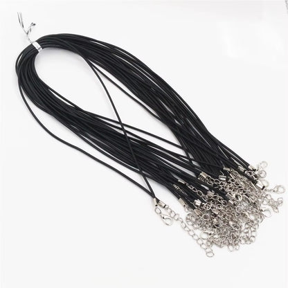 Handmade Leather 20Pcs/Lot Adjustable Braided Rope Necklaces & Pendant Charms Findings Lobster Clasp String Cord