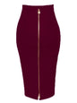 16 Colors Sexy Solid Zipper Orange Blue Black Red Bandage Skirt Women Elastic Bodycon Summer XL XXL Pencil Skirts 58Cm