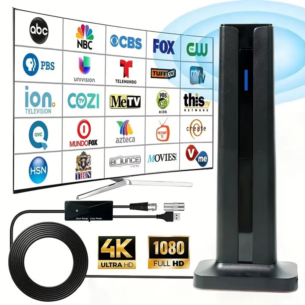 Indoor TV Antenna for All Smart Tvs Long Range HD Digital with Signal Amplifier Supports 4K 1080P Local Channels Smart Antenna