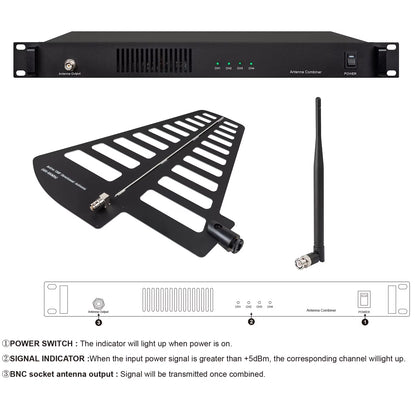PA421B Antenna Combiner Four to One Antena Distribution System for in Ear Monitor Wireless Systems 4 Transmitters OEM Logo