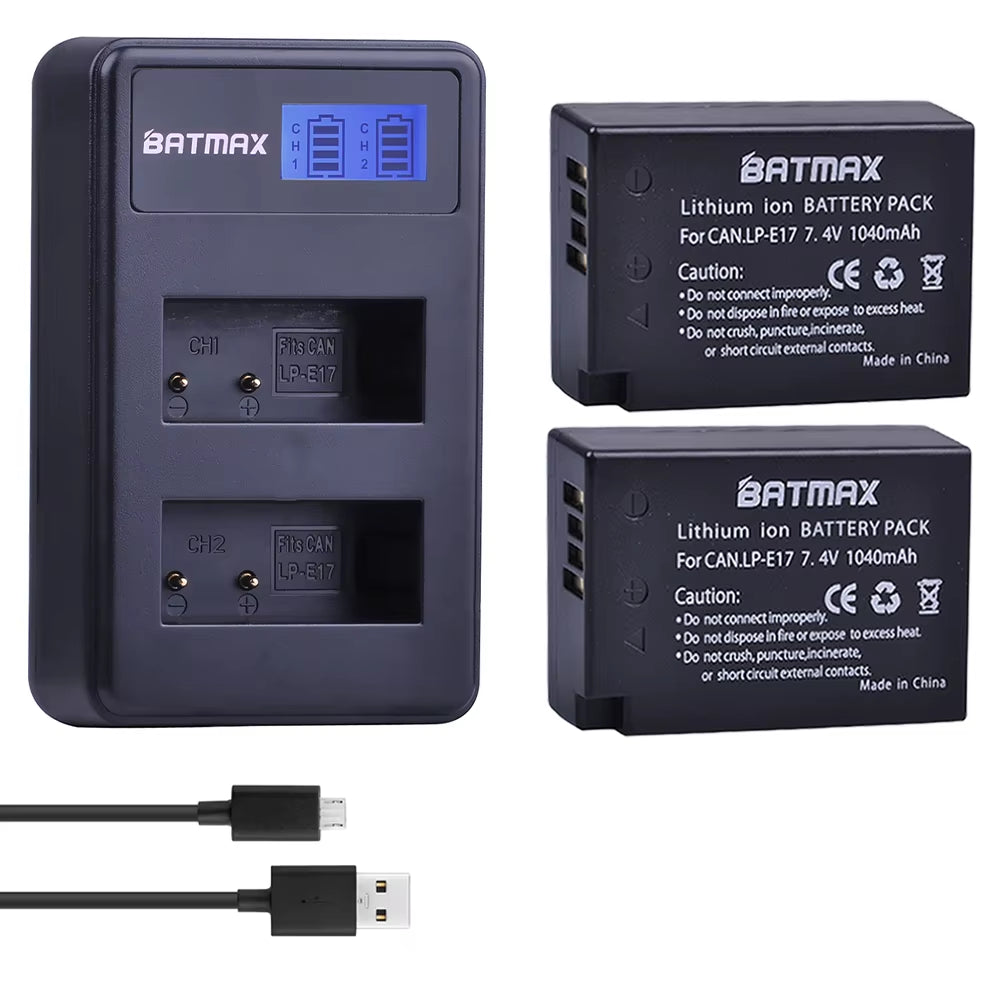 1040Mah LP-E17 LP E17 Camera Battery + LCD Dual USB Charger for Canon EOS M3 M5 M6 750D 760D T6I T6S 800D 8000D Kiss X8I