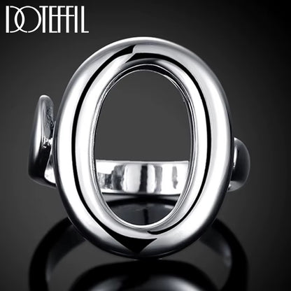 925 Sterling Silver Circle O Open Adjustable Size Rings for Women Wedding Engagement Party Jewelry