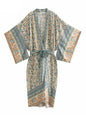 Vintage Chic Women Floral Print Batwing Sleeve Beach Bohemian Kimono Dress Ladies V Neck Summer Boho Robe Cover-Ups Vestidos