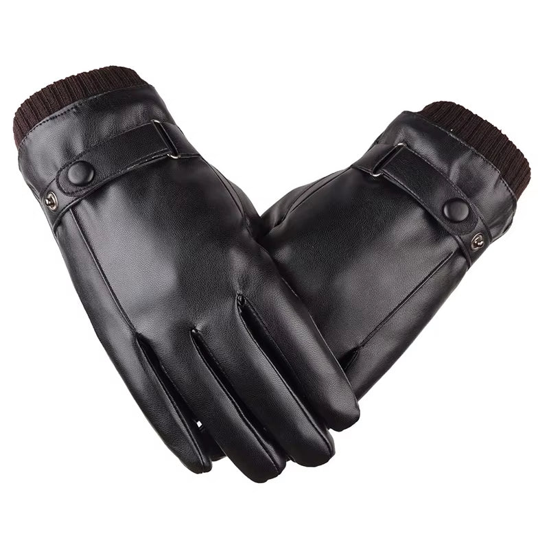 Men'S Gloves Black Winter Mittens Keep Warm Touch Screen Windproof Driving Guantes Male Autumn Winter PU Leather Gloves Business