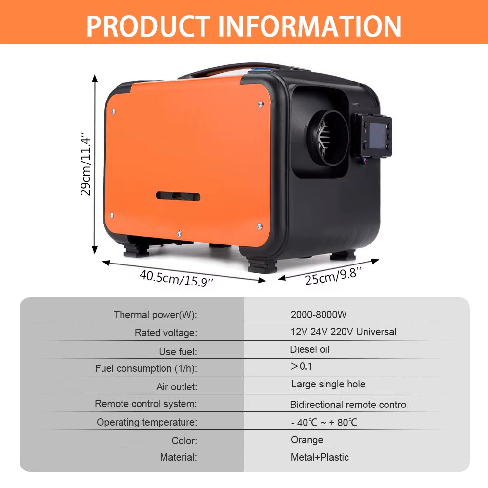 Car Heater Diesel Air Heater 12V 24V 220V Universal Heater with LCD Switch for Car Truck Boat RV Parking Diesel Heater